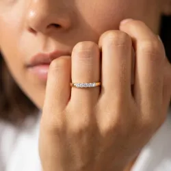 Bague Jonc Cinq Diamants en Or 18K ou Platine | Celinni