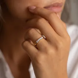 Bague Jonc Cinq Diamants en Or 18K ou Platine | Celinni