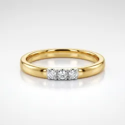Bague Jonc Trois Diamants en Or 18K ou Platine | Celinni