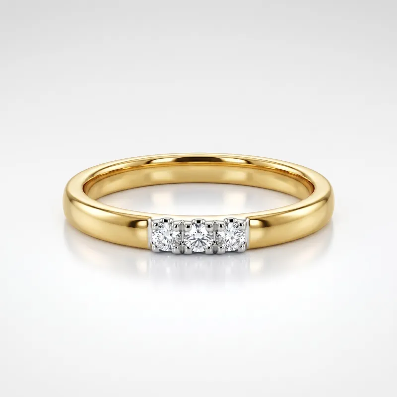 Bague Jonc Trois Diamants en Or 18K ou Platine