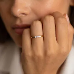 Bague Jonc Trois Diamants en Or 18K ou Platine | Celinni