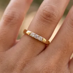 Bague Jonc Trois Diamants en Or 18K ou Platine | Celinni