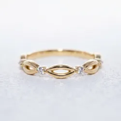 Gevlochten Ring met Diamanten in 18K Goud | Celinni
