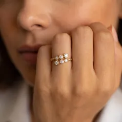 Bague Jonc Ouvert Diamants Sertis Clos en Or 18K ou Platine