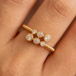 Bague Jonc Ouvert Diamants Sertis Clos en Or 18K ou Platine
