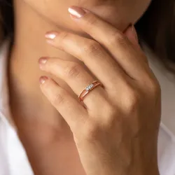 Bague jonc double perlé en or 18K ou platine – Celinni