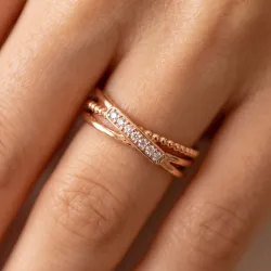 Bague Croisée Diamants Perlée en Or 18K ou Platine | Celinni