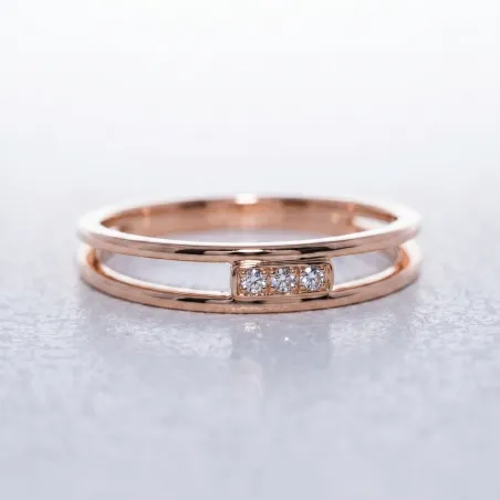 Open Band Three Diamond Ring in 18K Gold or Platinum