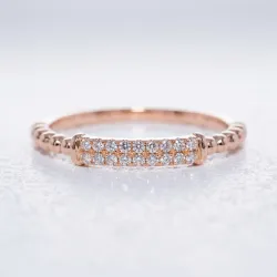 Bague Jonc Pavé Perlé en Or 18K ou Platine | Celinni