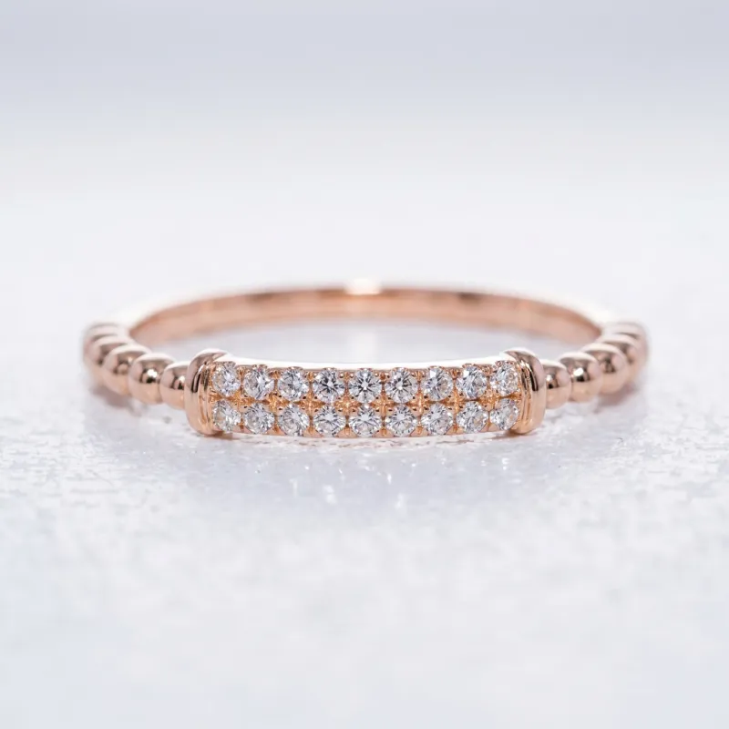 Bague Jonc Pavé Perlé en Or 18K ou Platine | Celinni