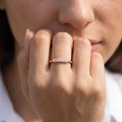 Bague Jonc Pavé Perlé en Or 18K ou Platine | Celinni