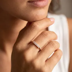 Bague Jonc Pavé Perlé en Or 18K ou Platine | Celinni