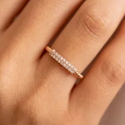 Bague Jonc Pavé Perlé en Or 18K ou Platine | Celinni