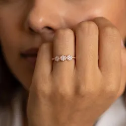 Bague Trois Clusters Ronds Pavés en Or 18K ou Platine