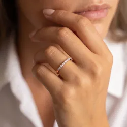 Bague Demi-jonc Pavé Fin en Or 18K ou Platine | Celinni