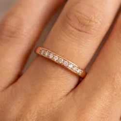 Bague Demi-jonc Pavé Fin en Or 18K ou Platine | Celinni