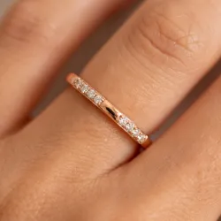 Bague Jonc Fin Trois Pavés en Or 18K ou Platine | Celinni