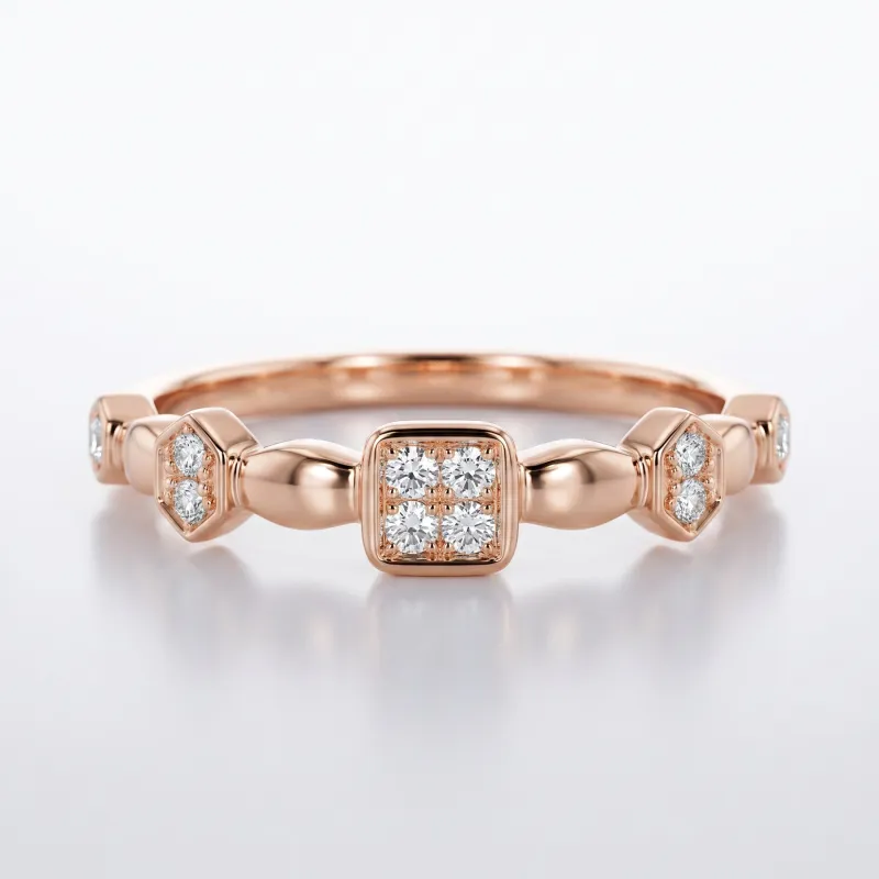 Bague Semée de Carrés en Or 18K ou Platine | Celinni