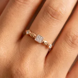 Bague Semée de Carrés en Or 18K ou Platine | Celinni