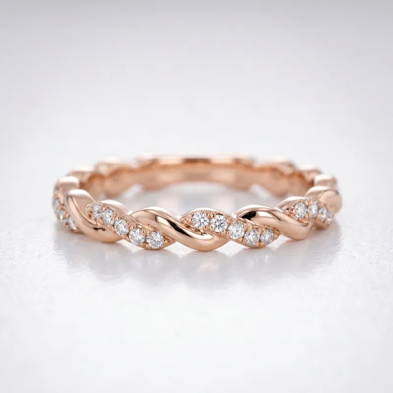 Bague Éternité Torsadée Diamants en Or 18K ou Platine