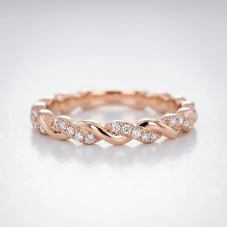 Twisted Eternity Diamond Ring in 18K Gold or Platinum