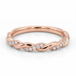 Bague Jonc Torsadé Diamants en Or 18K ou Platine | Celinni