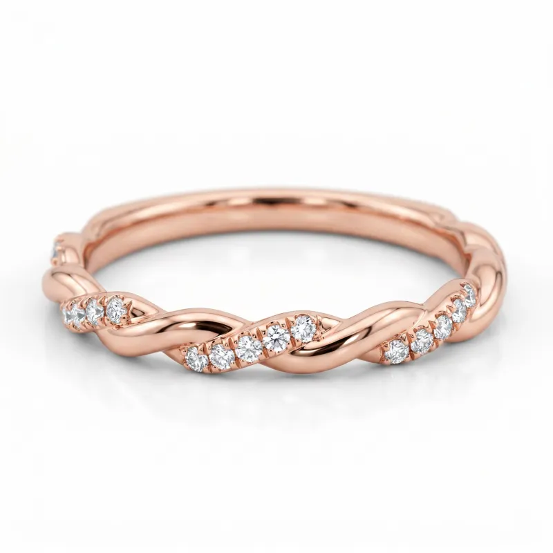 Bague Jonc Torsadé Diamants en Or 18K ou Platine | Celinni