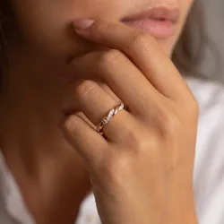 Bague Jonc Torsadé Diamants en Or 18K ou Platine | Celinni