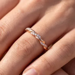 Bague Jonc Torsadé Diamants en Or 18K ou Platine | Celinni