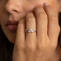 Bague Double Anneau Clusters Losange en Or 18K ou Platine