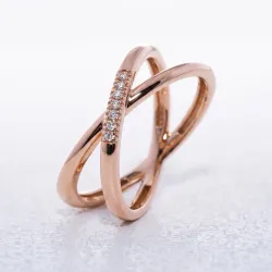Bague Croisée X Diamants en Or 18K ou Platine | Celinni