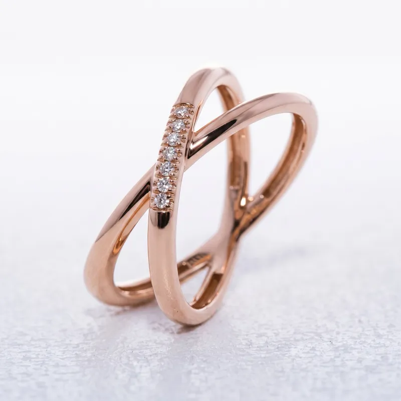 Bague Croisée X Diamants en Or 18K ou Platine | Celinni
