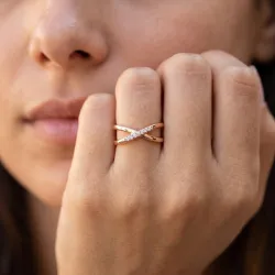Bague Croisée X Diamants en Or 18K ou Platine | Celinni
