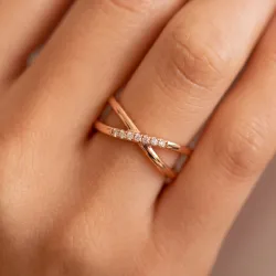 Bague Croisée X Diamants en Or 18K ou Platine | Celinni