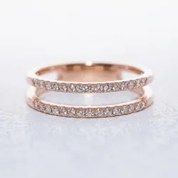 Bague Double Ligne Ajour&eacute;e en Or 18K ou Platine | Celinni