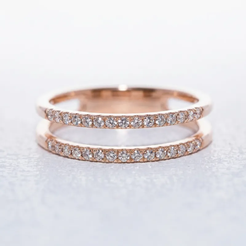 Bague Double Ligne Ajour&eacute;e en Or 18K ou Platine | Celinni