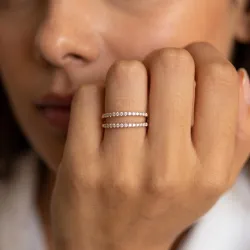 Bague Double Ligne Ajour&eacute;e en Or 18K ou Platine | Celinni