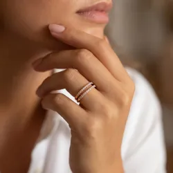 Bague Double Ligne Ajour&eacute;e en Or 18K ou Platine | Celinni
