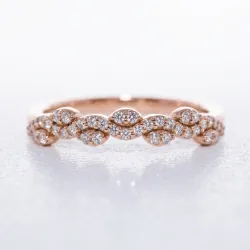 Bague Alliance Feuilles Marquises en Or 18K ou Platine