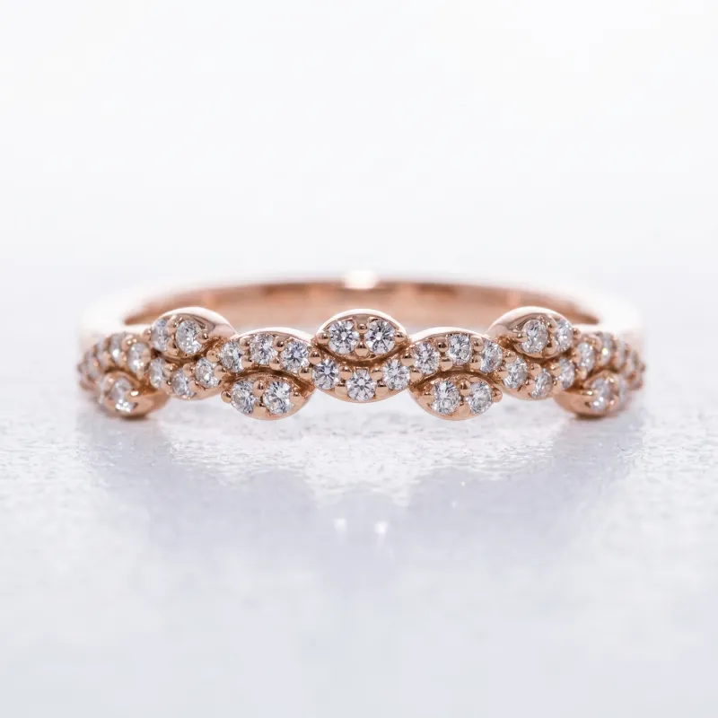 Bague Alliance Feuilles Marquises en Or 18K ou Platine