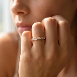 Bague Alliance Feuilles Marquises en Or 18K ou Platine
