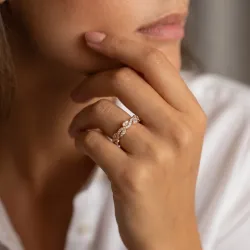 Bague Alliance Feuilles Marquises en Or 18K ou Platine