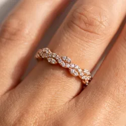 Bague Alliance Feuilles Marquises en Or 18K ou Platine
