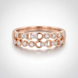 Bague Double Rang Gouttes Maillons en Or 18K ou Platine