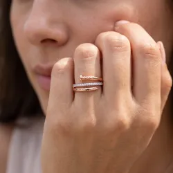 Bague Clou Enroulé Pavé en Or 18K ou Platine | Celinni