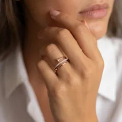 Bague Clou Enroulé Pavé en Or 18K ou Platine | Celinni