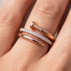 Bague Clou Enroulé Pavé en Or 18K ou Platine | Celinni