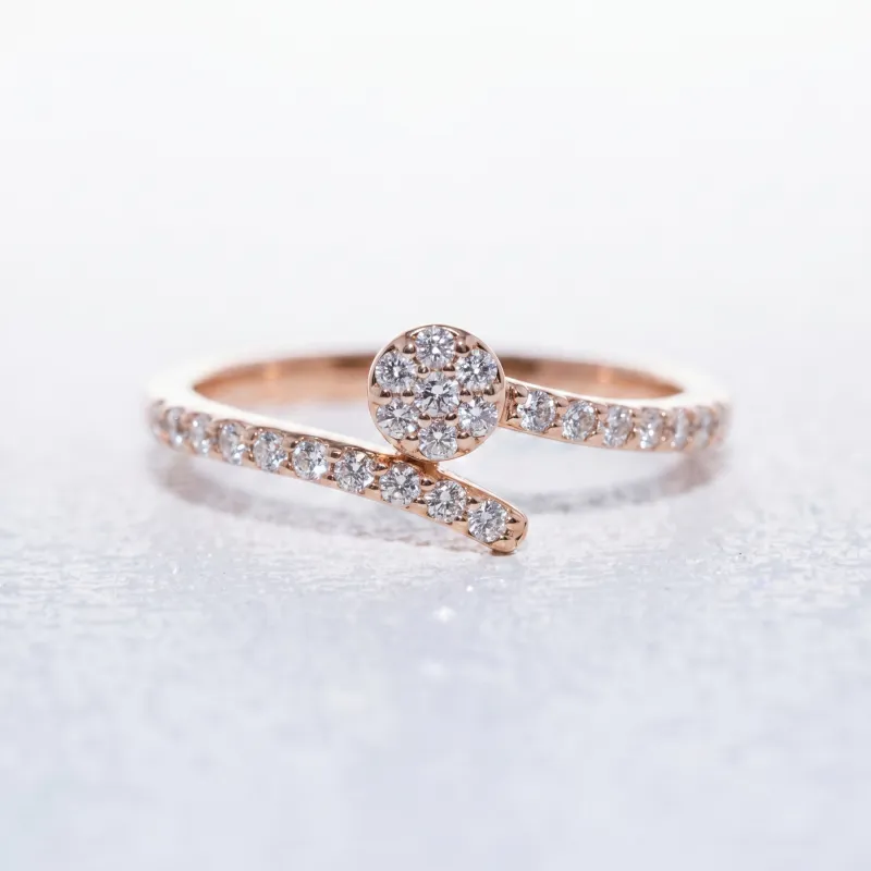 Bague Croisée Tête Ronde en Or 18K ou Platine | Celinni