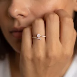 Bague Croisée Tête Ronde en Or 18K ou Platine | Celinni