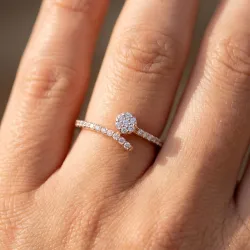 Bague Croisée Tête Ronde en Or 18K ou Platine | Celinni
